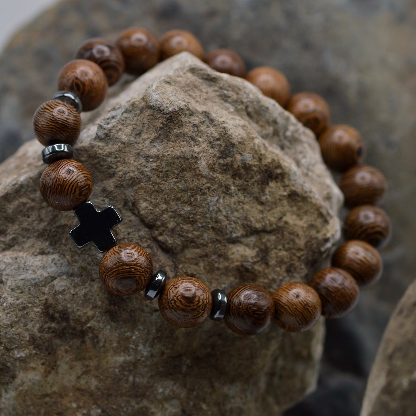 Bracelet-Eden Merry-Beaded-Cross-Wood