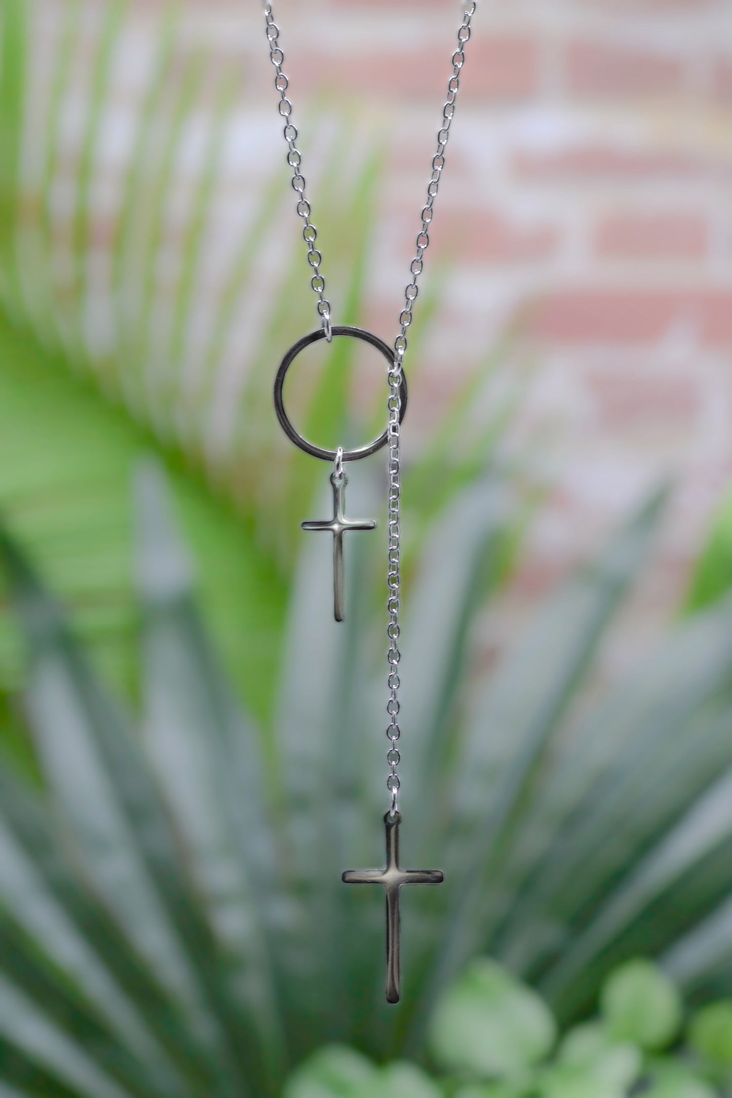 Necklace-Eden Merry-Loop-Double Cross-Stainless Steel