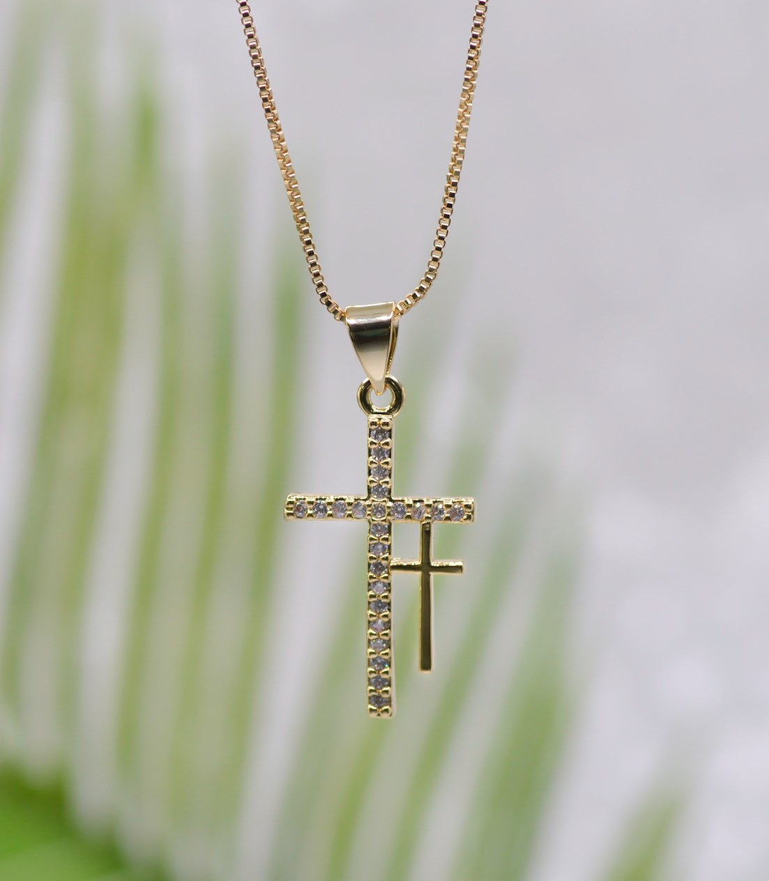 Necklace-Eden Merry-Double Cross-Gold