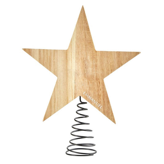 Tree Topper-Wooden Star-Emmanuel (8"W x 6.75"H x 2"D)
