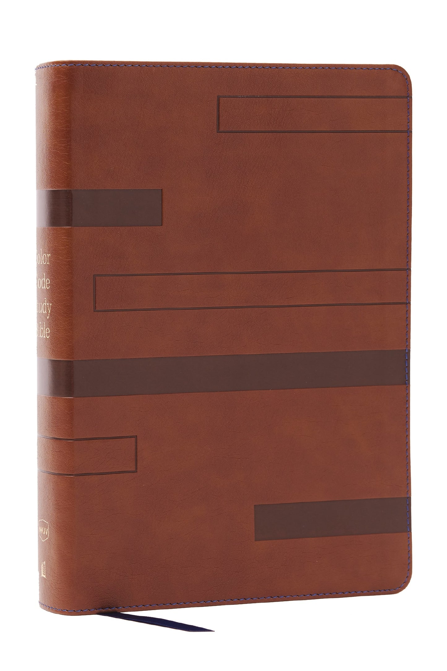 NKJV Color Code Study Bible-Brown Leathersoft