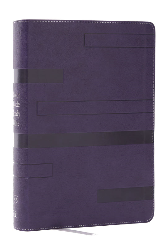 NKJV Color Code Study Bible-Purple Leathersoft