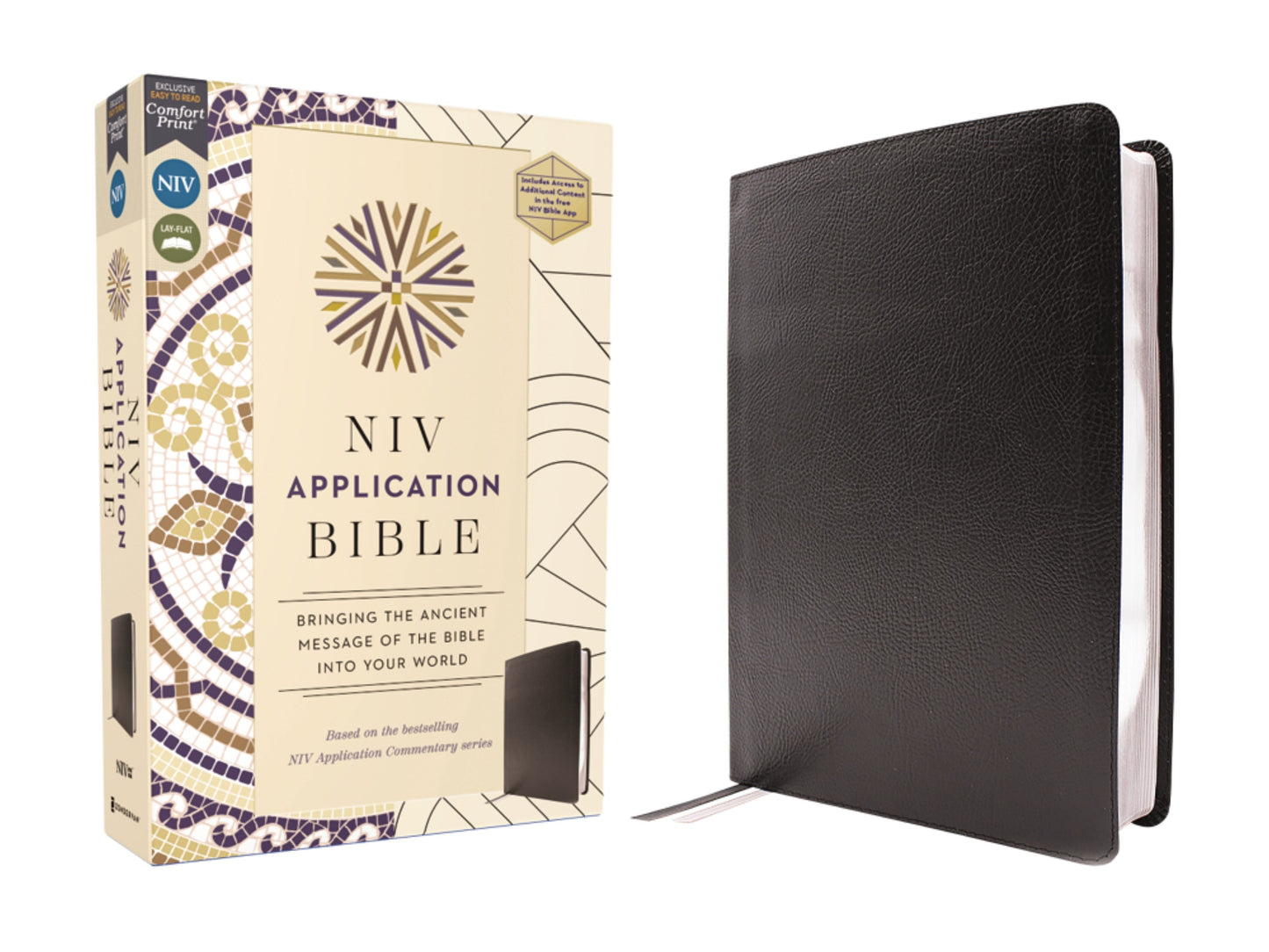 NIV Application Bible (Comfort Print)-Black European Bonded Leather