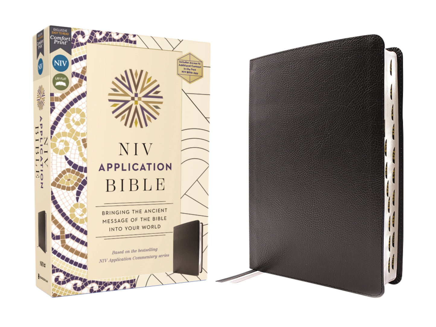 NIV Application Bible (Comfort Print)-Black European Bonded Leather Indexed