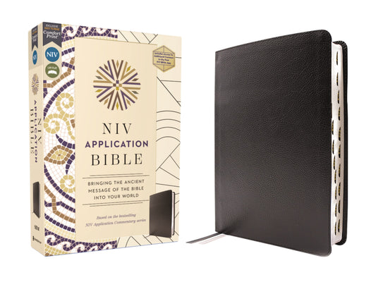 NIV Application Bible (Comfort Print)-Black European Bonded Leather Indexed