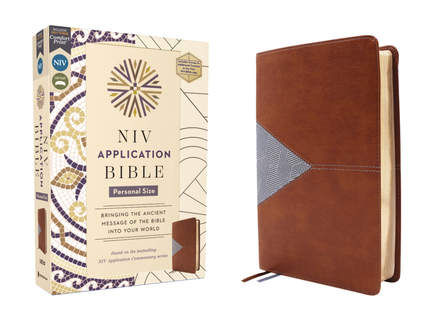 NIV Application Personal Size Bible (Comfort Print)-Brown/Blue Leathersoft