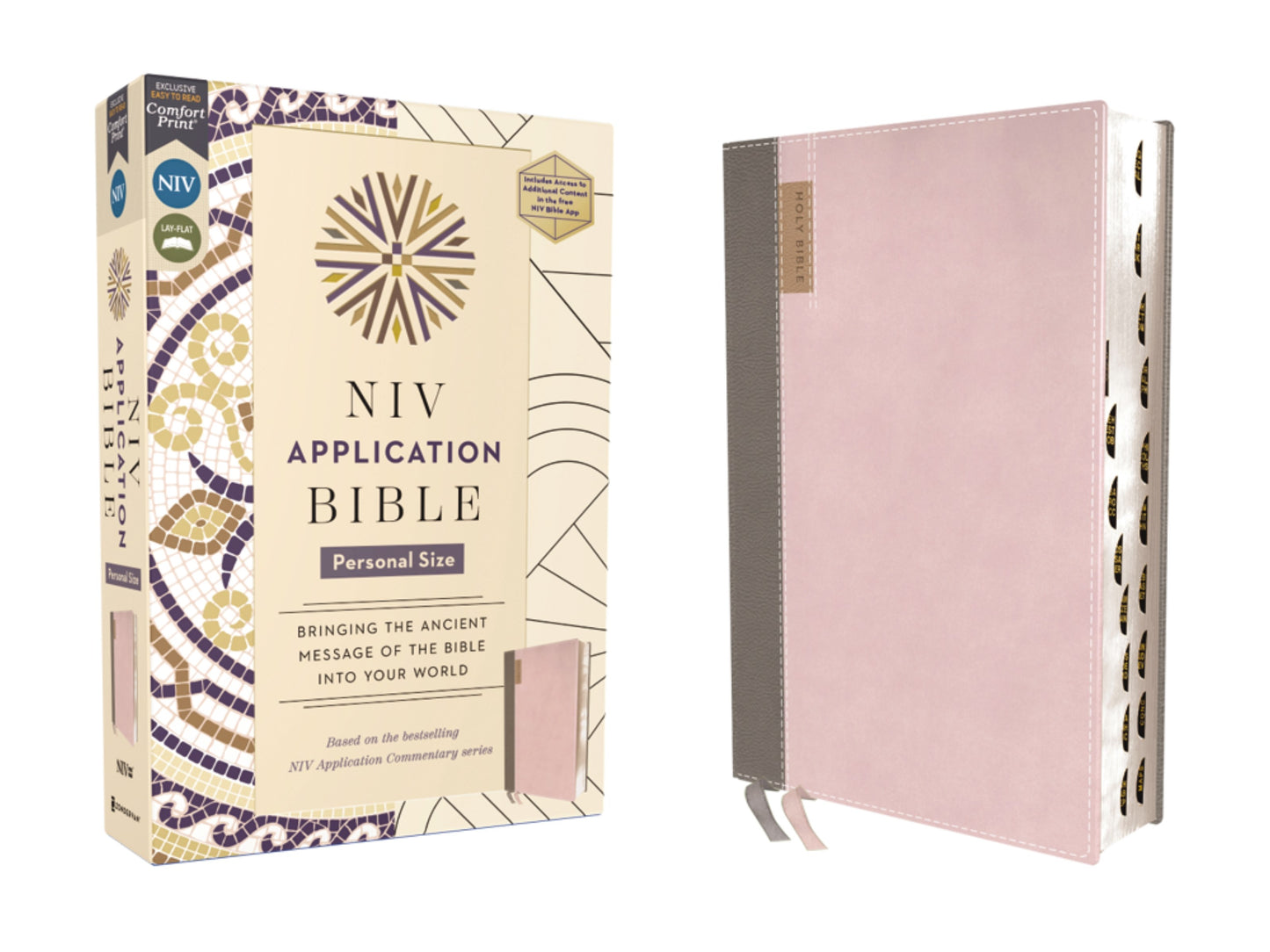 NIV Application Personal Size Bible (Comfort Print)-Pink Leathersoft Indexed