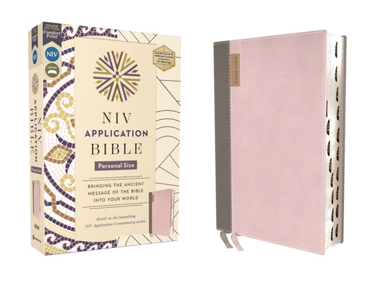 NIV Application Personal Size Bible (Comfort Print)-Pink Leathersoft Indexed