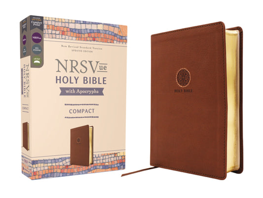 NRSVue Compact Holy Bible With Apocrypha (Comfort Print)-Brown Leathersoft