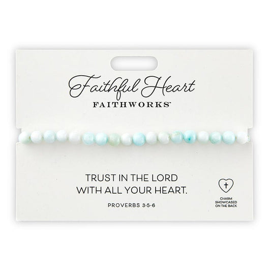Bracelet-Trust In The Lord...-Blue Stone (Prov. 3:5-6) (7" Adjustable)