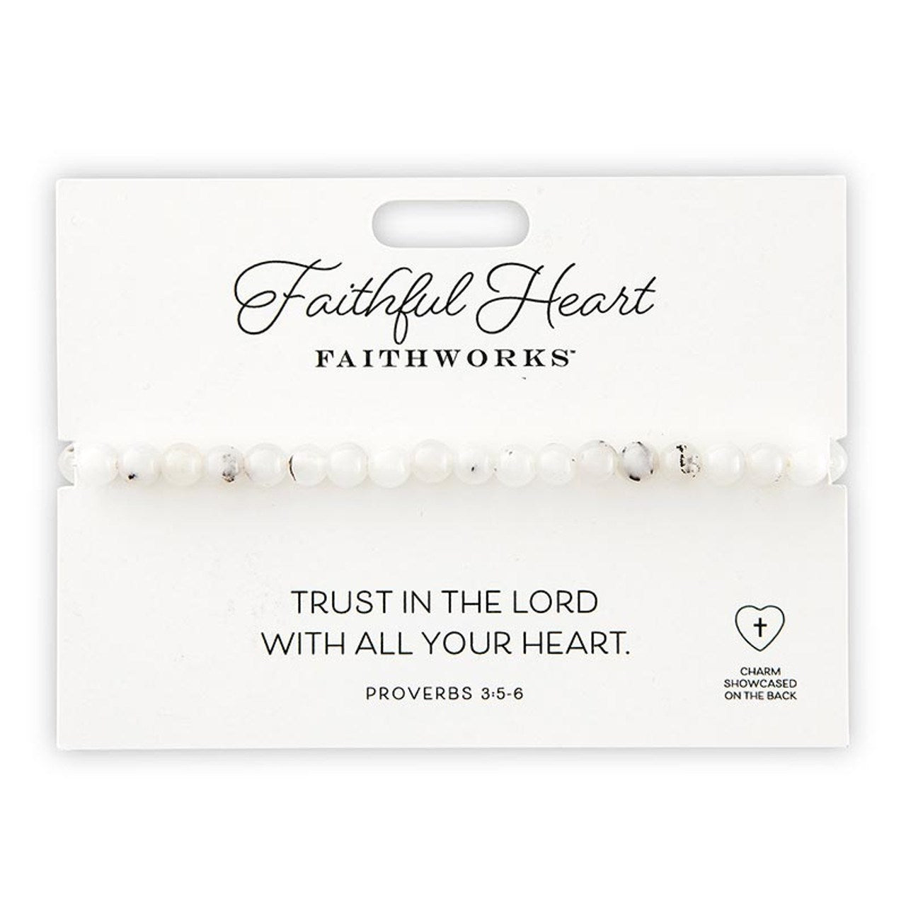 Bracelet-Trust In The Lord...-White Stone (Prov. 3:5-6) (7" Adjustable)