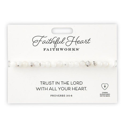 Bracelet-Trust In The Lord...-White Stone (Prov. 3:5-6) (7" Adjustable)