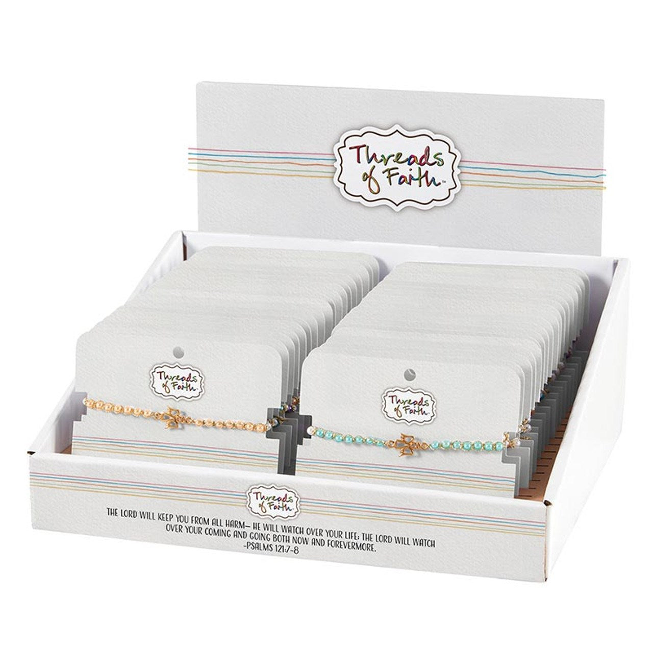 Bracelet-Thread Of Faith-Guardian Angel Filled Display (8") (5 Asst) (36 Pcs)