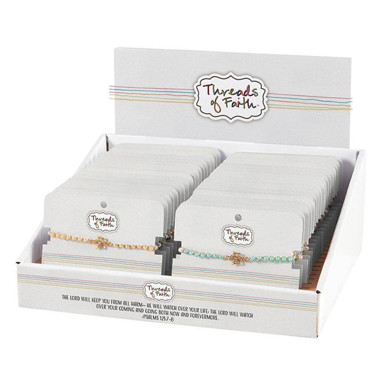 Bracelet-Thread Of Faith-Guardian Angel Filled Display (8") (5 Asst) (36 Pcs)