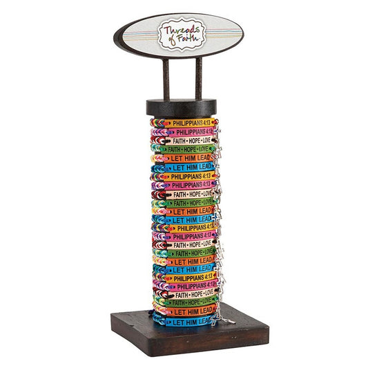 Bracelet-Thread Of Faith-Faith  Hope  Love Filled Display (8") (6 Asst) (60 Pcs)