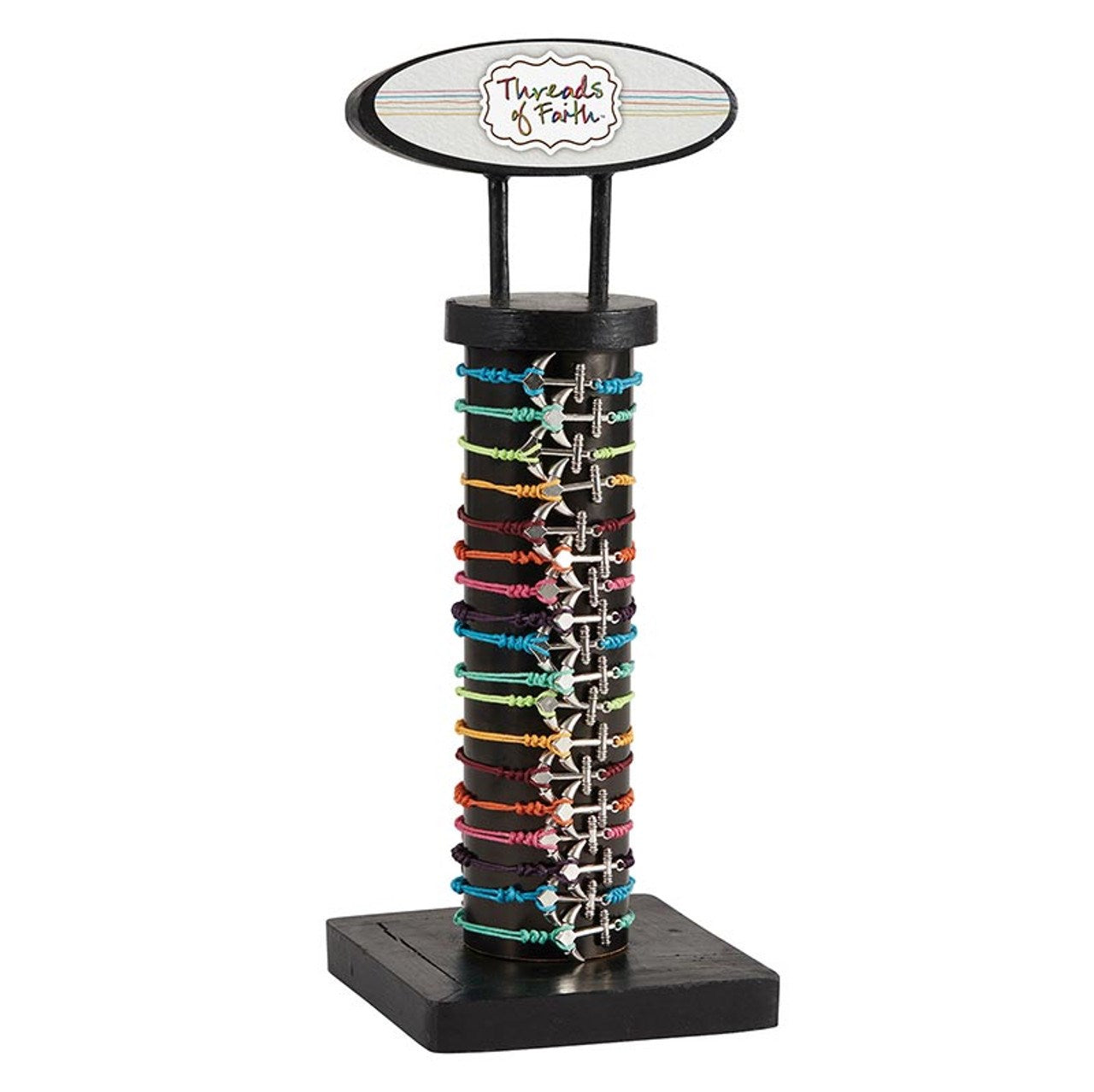 Bracelet-Thread Of Faith-Jesus Anchor Filled Display (8") (7 Asst) (60 Pcs)