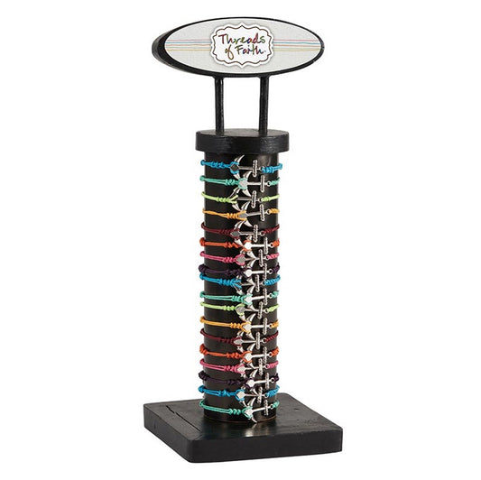 Bracelet-Thread Of Faith-Jesus Anchor Filled Display (8") (7 Asst) (60 Pcs)