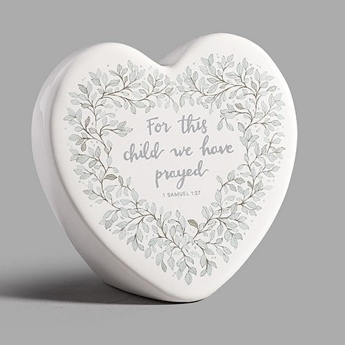 Home Decor-For This Child We Have Prayed Heart (3.75"H x 1.75"W x 4"L)