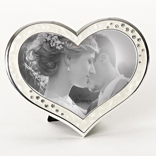 Heart Frame-Ivory w/Rhinestones (5 x 7)
