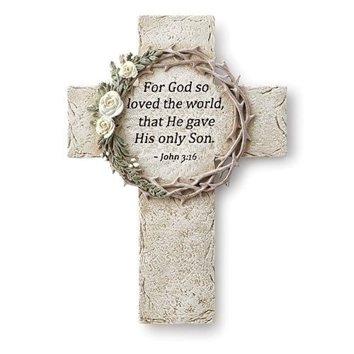 Wall Cross-Crown Of Thorns-John 3:16 (8"H)