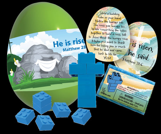 Gospel Easter Egg w/Building Blocks (Pack Of 6)