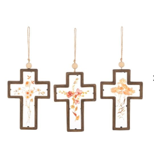 Cross Ornament Prepack-Botanical (4 1/4 x 6 1/4) (Pack Of 6)