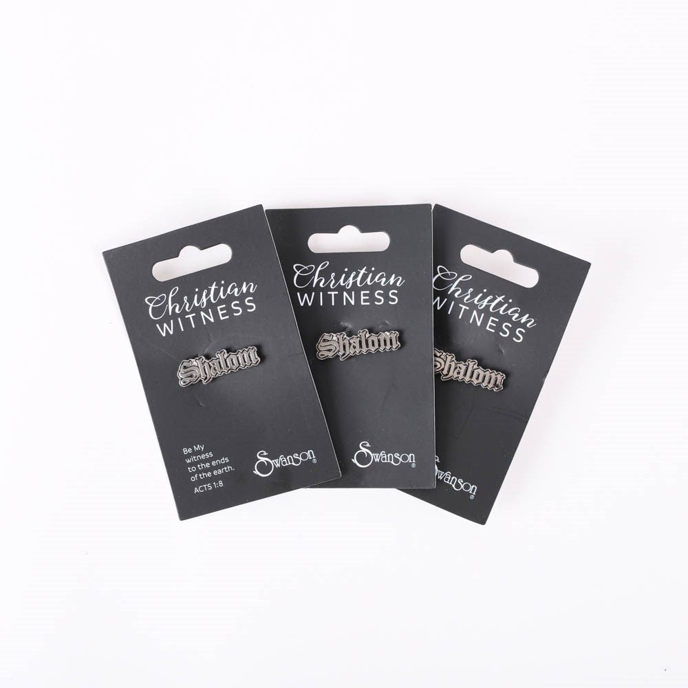 Lapel Pin-Shalom-Silver (1 1/8") (Pack Of 3)