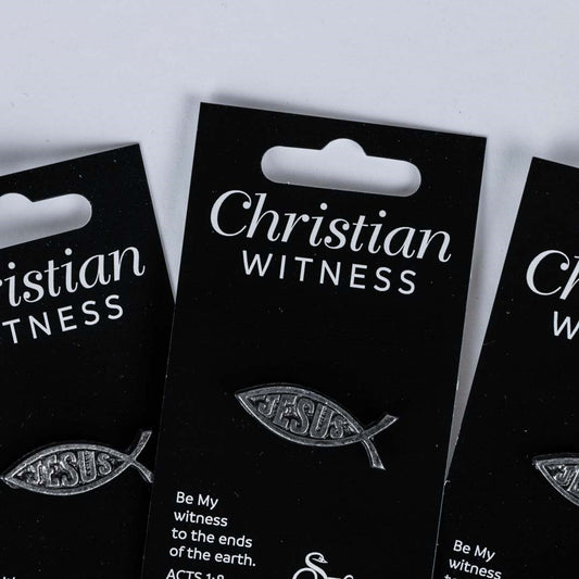 Lapel Pin-Jesus Fish-Silver (1 1/8") (Pack Of 6)