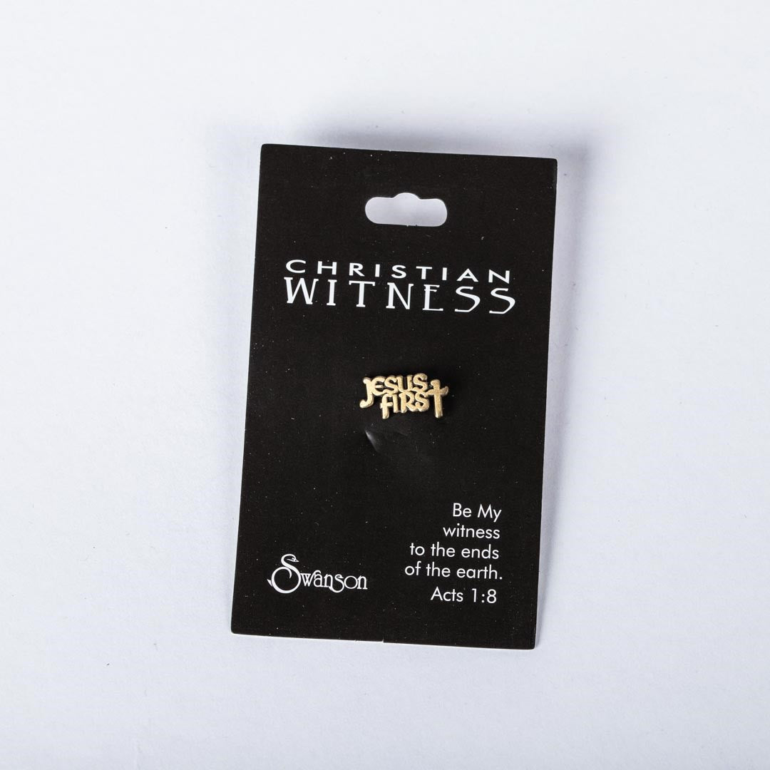 Lapel Pin-Jesus First-Gold (5/8") (Pack Of 6)