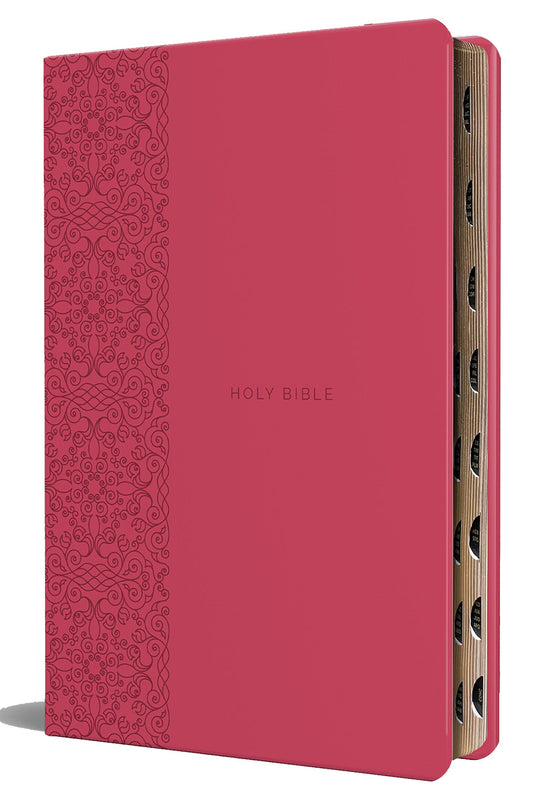 KJV Large Print Holy Bible-Fuchsia Premium Imitation Leather Indexed