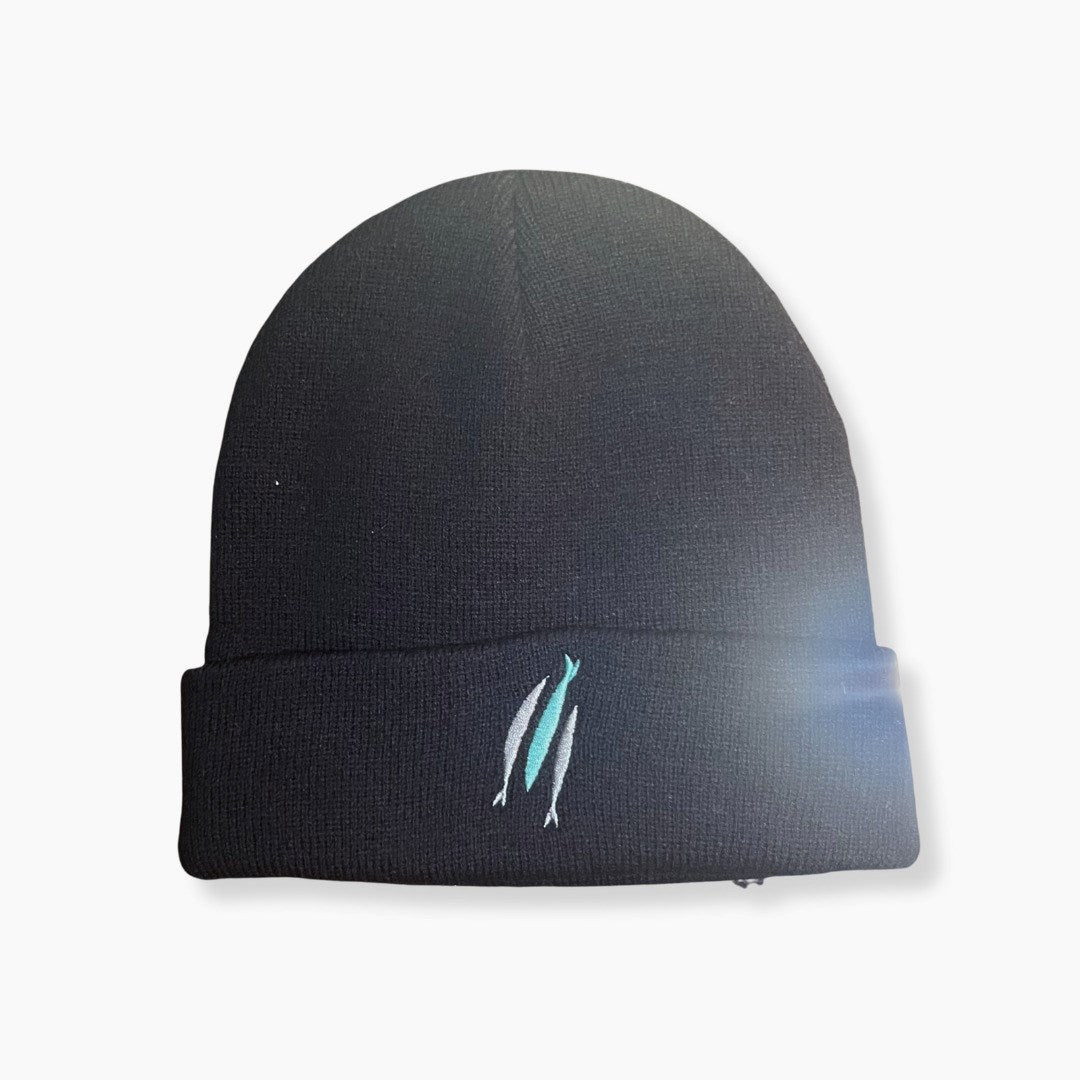 Beanie-Three Fish-Heather Black