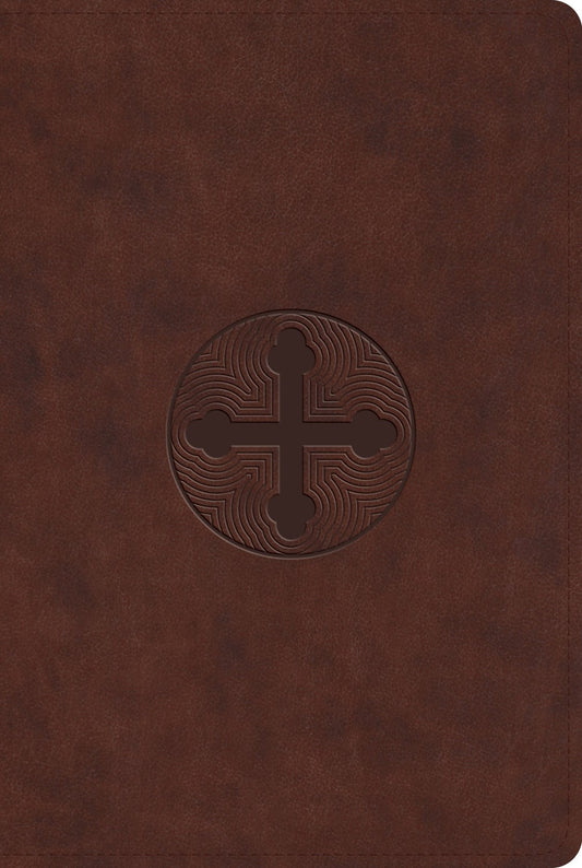 ESV Bible With Creeds And Confessions-Brown Cross Trefoil Design TruTone