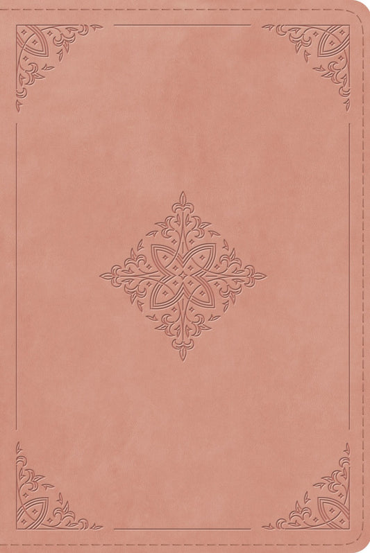 ESV Personal Size Study Bible-Blush Rose Fleur-De-Lis Design TruTone