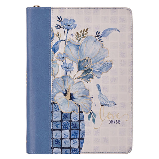 Journal Classic W/ Zip-Love John 3:16-Blue