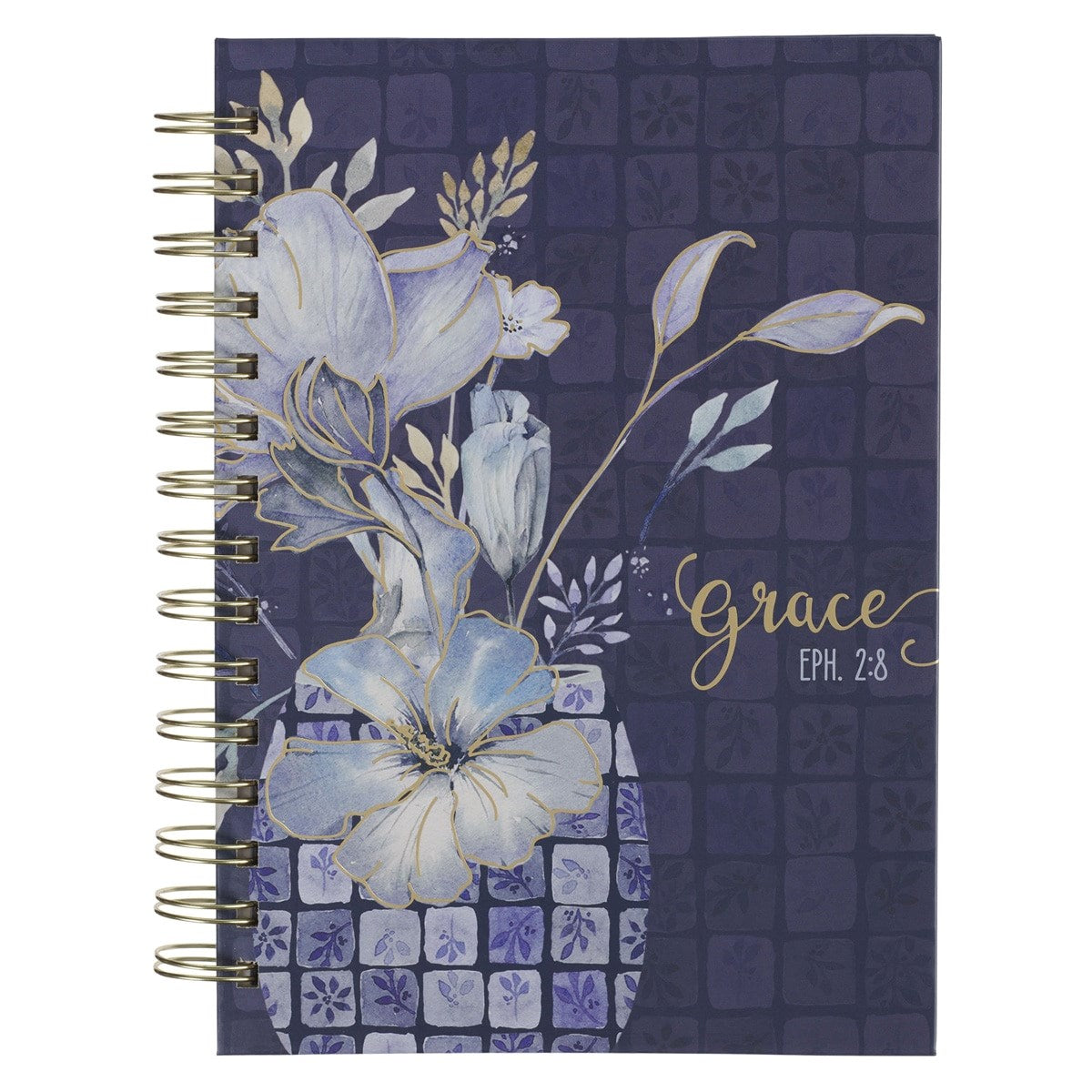 Journal Wirebound-Grace Eph. 2:8-Blue Floral