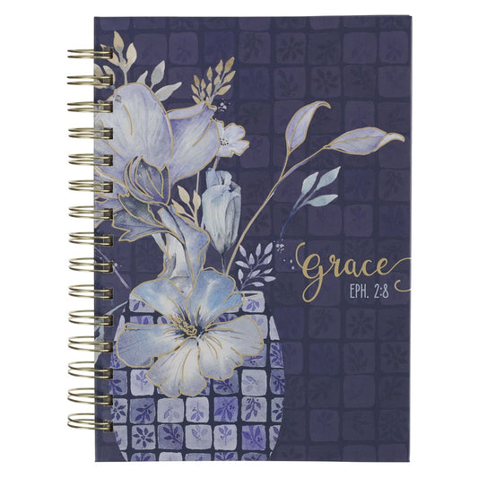 Journal Wirebound-Grace Eph. 2:8-Blue Floral