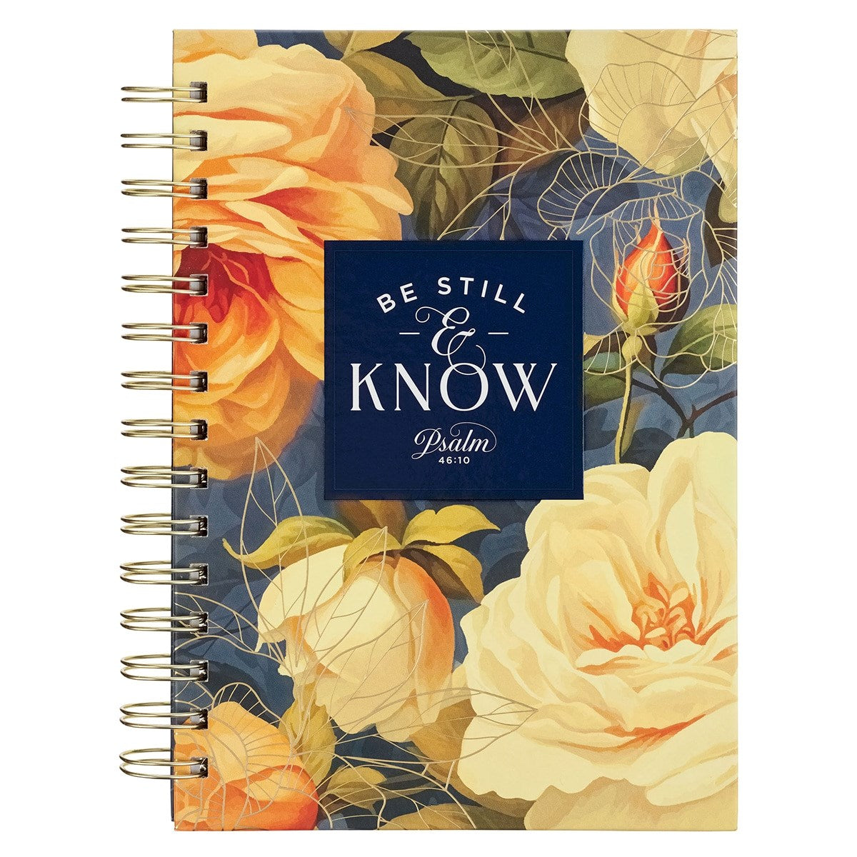 Journal-Large Wirebound-Be Still Ps. 46:10-Blue Floral