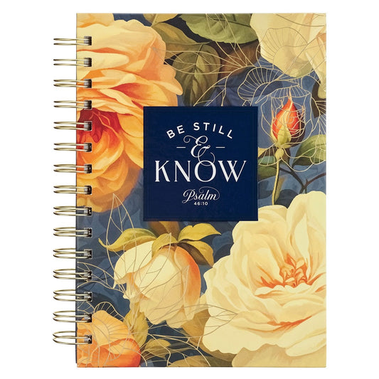 Journal-Large Wirebound-Be Still Ps. 46:10-Blue Floral