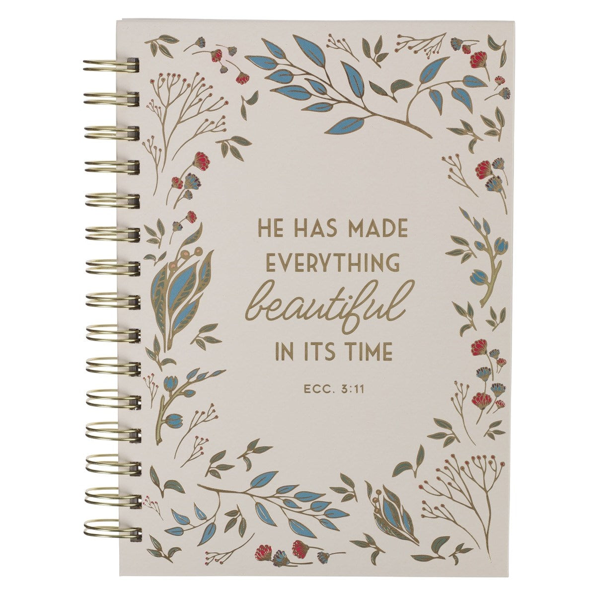 Journal Wirebound-Everything Beautiful Ecc. 3:11-Ivory Floral