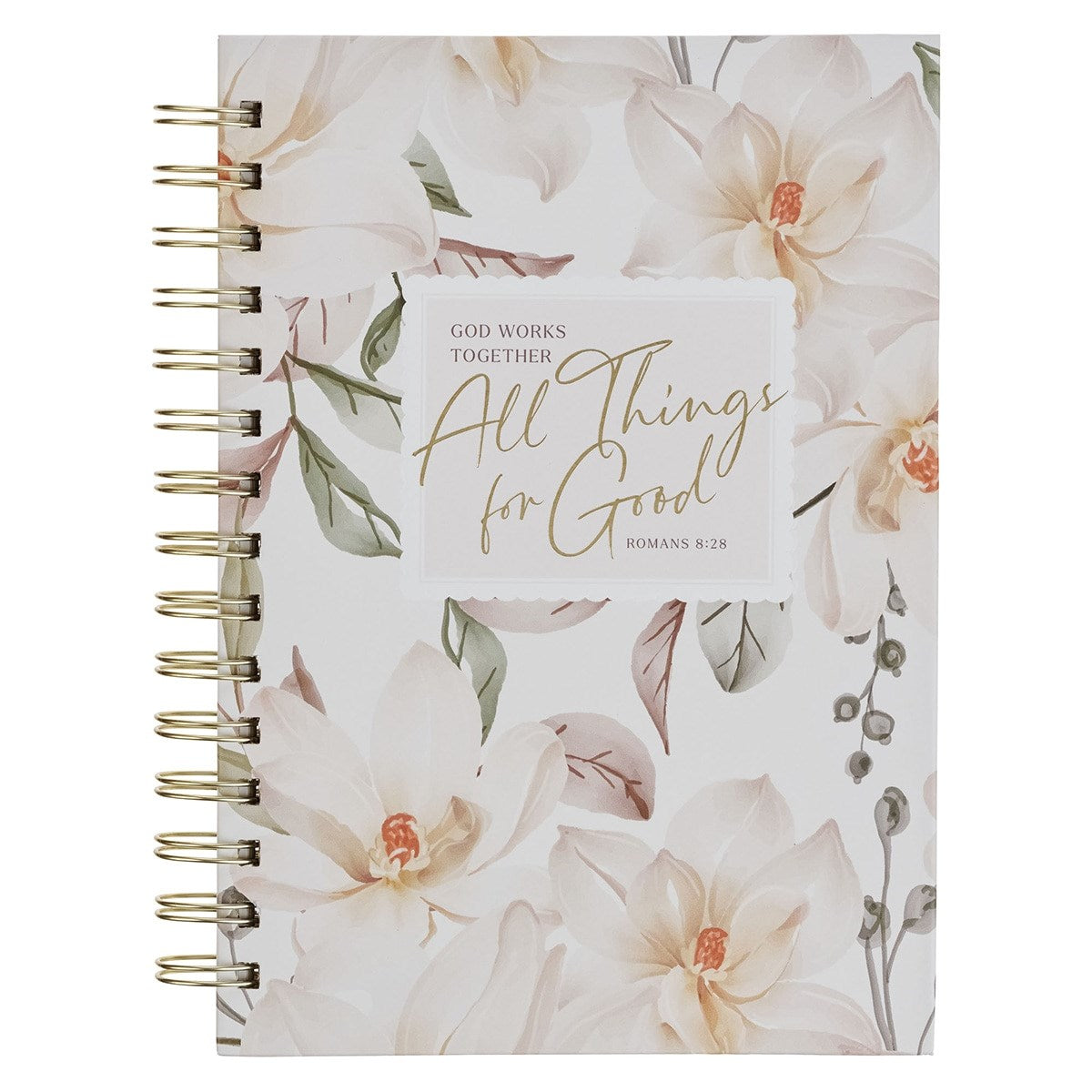 Journal Wirebound-White Floral All Things For Good Rom. 8:27