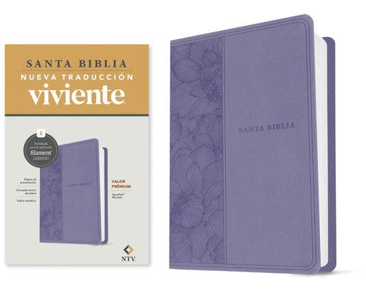 NTV Biblia Valor Premium con Filament (NLT Premium Value Bible  Filament Enabled)-Purple LeatherLike