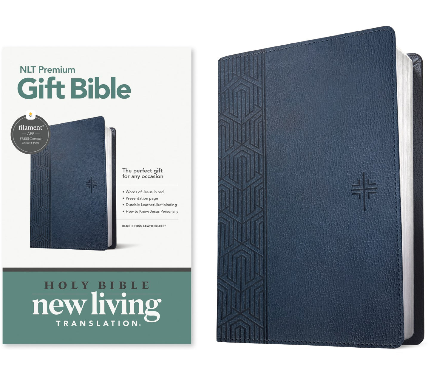 NLT Premium Gift Bible  Filament Enabled-Blue Cross LeatherLike