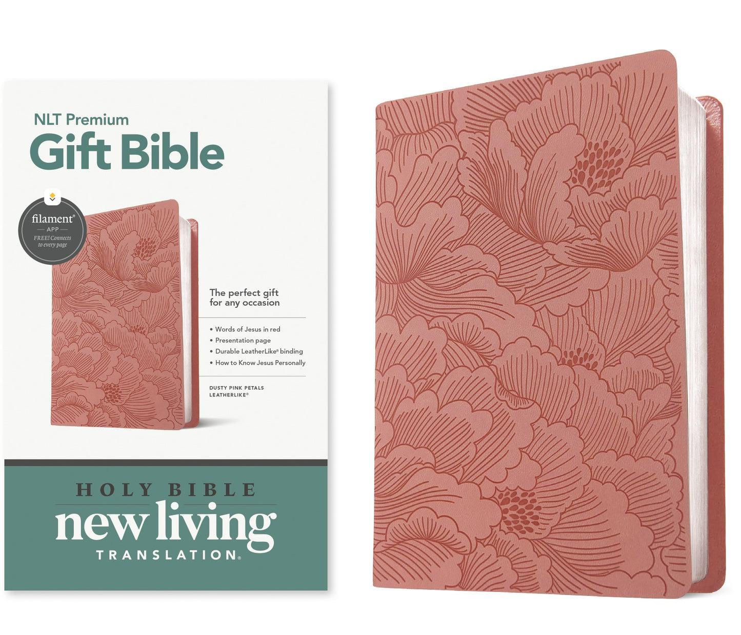 NLT Premium Gift Bible  Filament Enabled-Dusty Pink Petals LeatherLike
