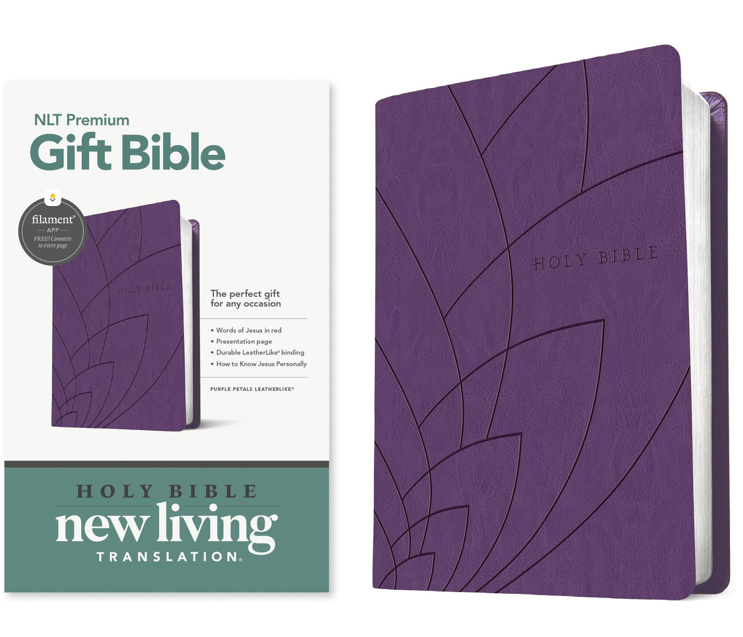 NLT Premium Gift Bible  Filament Enabled-Purple Petals LeatherLike