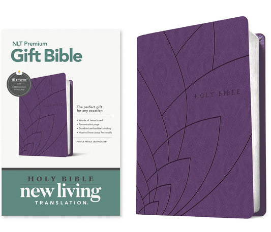 NLT Premium Gift Bible  Filament Enabled-Purple Petals LeatherLike