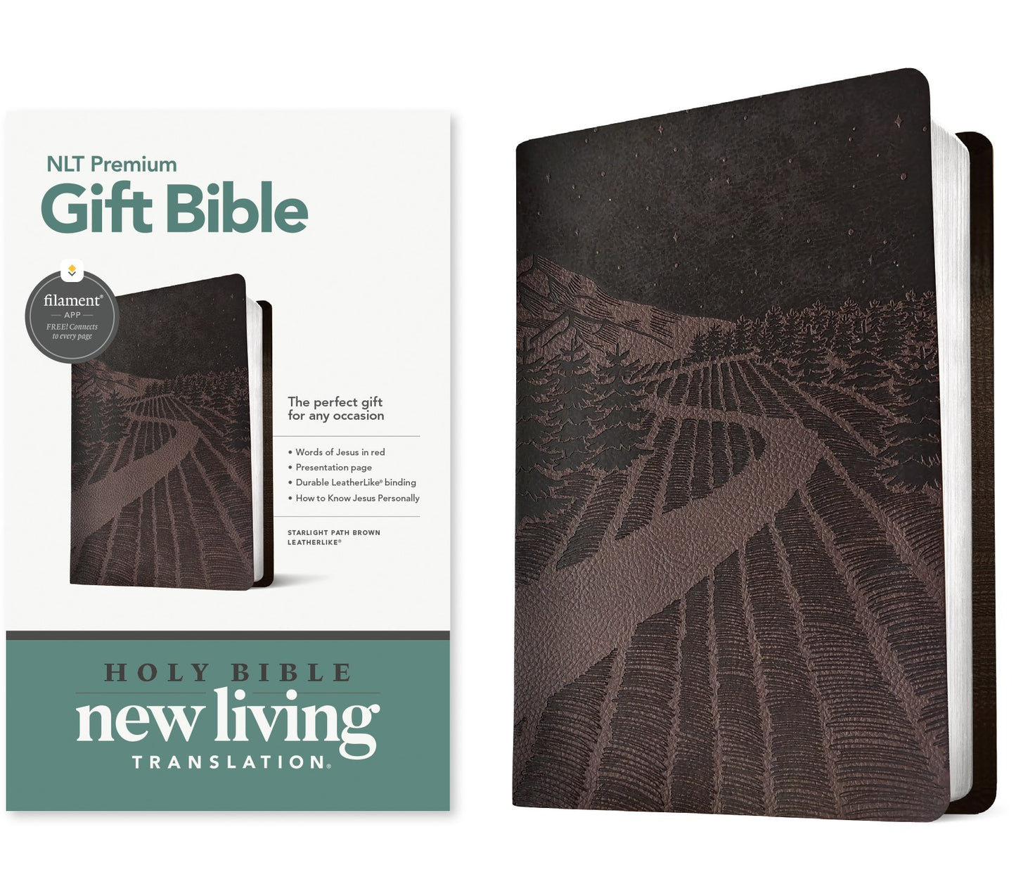 NLT Premium Gift Bible  Filament Enabled-Starlight Path Brown LeatherLike