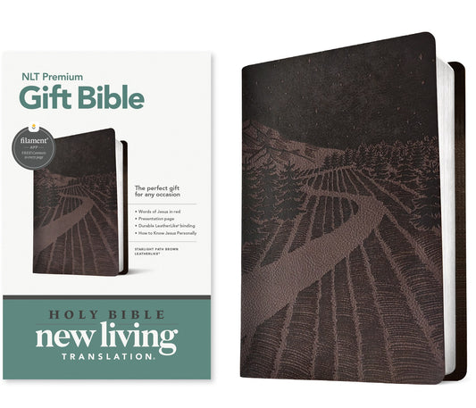 NLT Premium Gift Bible  Filament Enabled-Starlight Path Brown LeatherLike