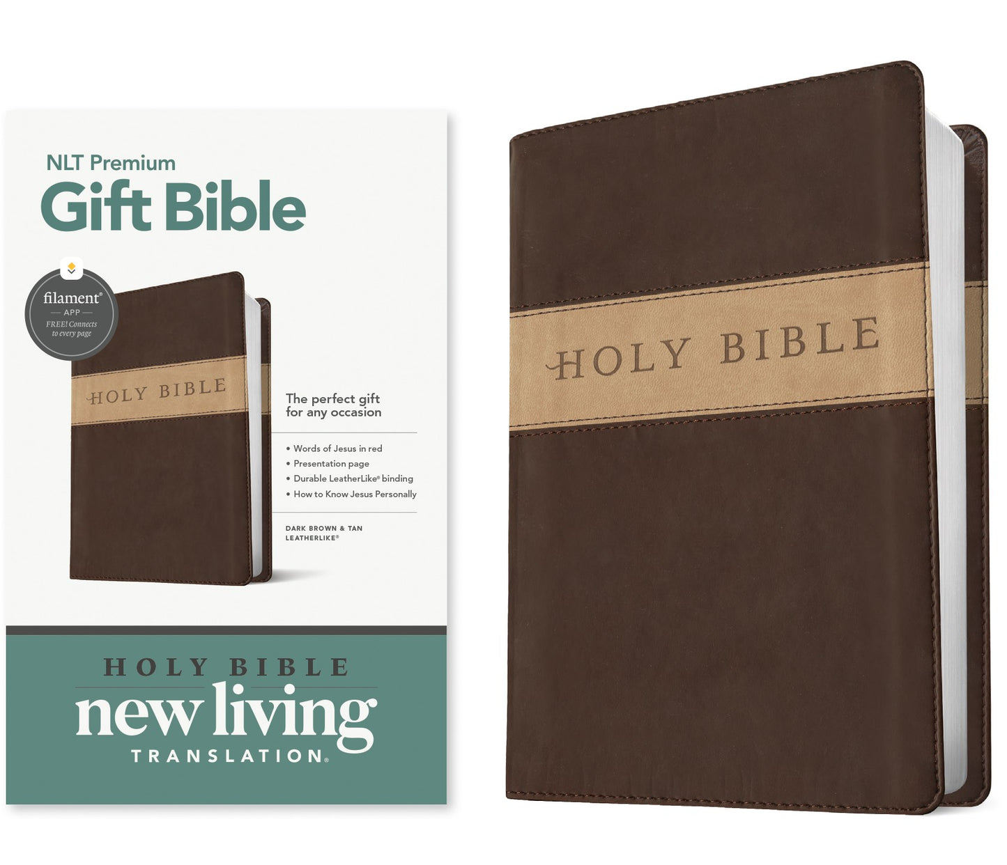 NLT Premium Gift Bible  Filament Enabled-Dark Brown/Tan TuTone