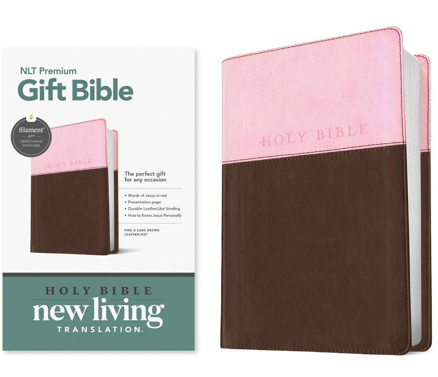 NLT Premium Gift Bible  Filament Enabled-Pink/Dark Brown TuTone