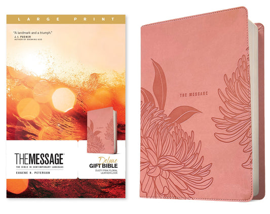 The Message Deluxe Gift Bible  Large Print-Dusty Pink Floral Leather-Look